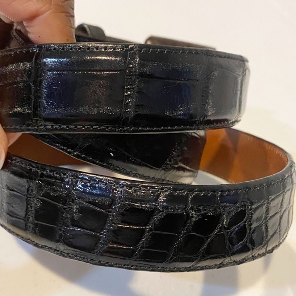 FLEMING OF BUCKHEAD Genuine Alligator Leather Belt Black 43 - Picture 2 of 14